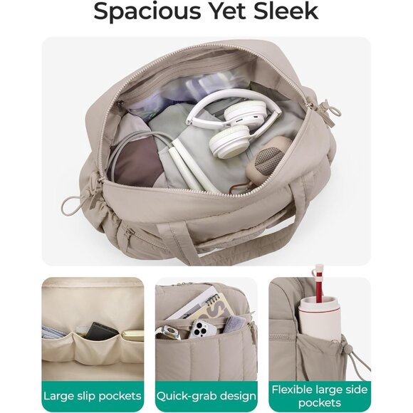 Women Retro Checker Imported Lightweight Water Resistant Gym Carry On Bag - Picture 3 of 6